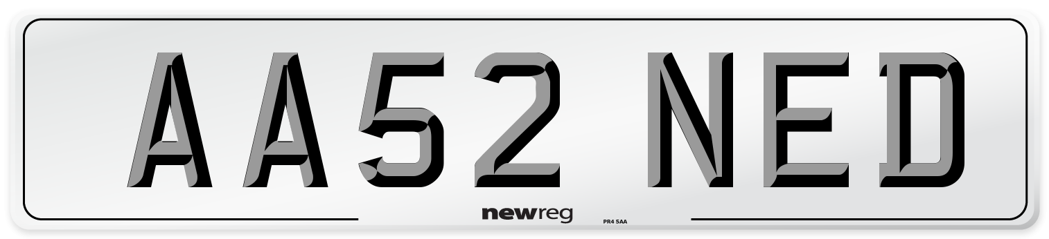 AA52 NED Number Plate from New Reg